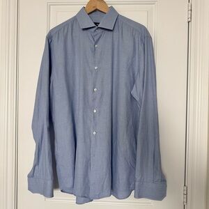 BOSS Hugo Boss men’s blue patterned dress shirt regular fit Canclini size 17 43